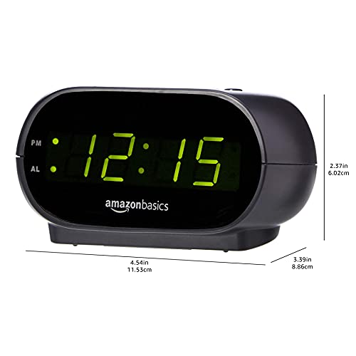 Amazon Basics Small Digital Oval Alarm Clock With LED Display, Nightlight & Battery Backup, Black, 4.5 x 3.5 x 2.4 Inches Amazon Basics Small Digital Oval Alarm Clock With LED Display, Nightlight & Battery Backup, Black, 4.5 x 3.5 x 2.4 Inches