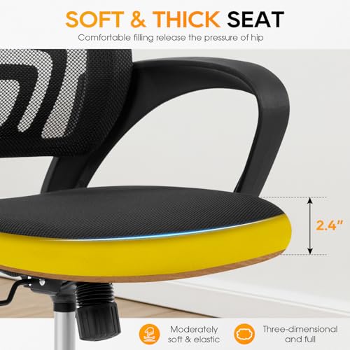 BestOffice | Ergonomic Office Chair | Mid-Back Swivel Desk Chair | Breathable Backrest & Lumbar Support | Adjustable Height | Sponge Seat | Rolling Wheels | Dark Black | for Adults & Women BestOffice | Ergonomic Office Chair | Mid-Back Swivel Desk Chair | Breathable Backrest & Lumbar Support | Adjustable Height | Sponge Seat | Rolling Wheels | Dark Black | for Adults & Women