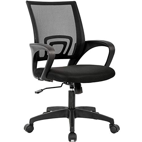 BestOffice | Ergonomic Office Chair | Mid-Back Swivel Desk Chair | Breathable Backrest & Lumbar Support | Adjustable Height | Sponge Seat | Rolling Wheels | Black | for Adults & Women BestOffice | Ergonomic Office Chair | Mid-Back Swivel Desk Chair | Breathable Backrest & Lumbar Support | Adjustable Height | Sponge Seat | Rolling Wheels | Black | for Adults & Women