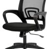 BestOffice | Ergonomic Office Chair | Mid-Back Swivel Desk Chair | Breathable Backrest & Lumbar Support | Adjustable Height | Sponge Seat | Rolling Wheels | Dark Black | for Adults & Women