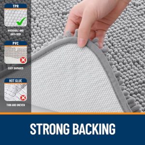 OLANLY Bathroom Rugs 30x20, Extra Soft Absorbent Chenille Bath Rugs, Rubber Backing Quick Dry, Machine Washable Bath Mats for Bathroom Floor, Tub and Shower, Home Decor Accessories, Grey