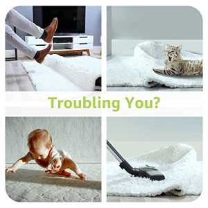 Rabenda 12 Pcs Rug Tape, Non Slip Rug Pads Grippers for Hardwood Floors and Tiles, Reusable Carpet Tape for Area Rugs, Double-Sided Adhesive Rug Stickers Keep Corners Flat (Black)