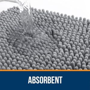 OLANLY Bathroom Rugs 30x20, Extra Soft Absorbent Chenille Bath Rugs, Rubber Backing Quick Dry, Machine Washable Bath Mats for Bathroom Floor, Tub and Shower, Home Decor Accessories, Grey