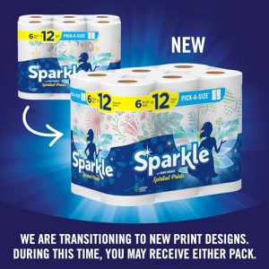 Sparkle Pick-A-Size Paper Towels, Spirited Prints, 6 Double Rolls = 12 Regular Rolls, Everyday Value Paper Towel With Full And Half Sheets