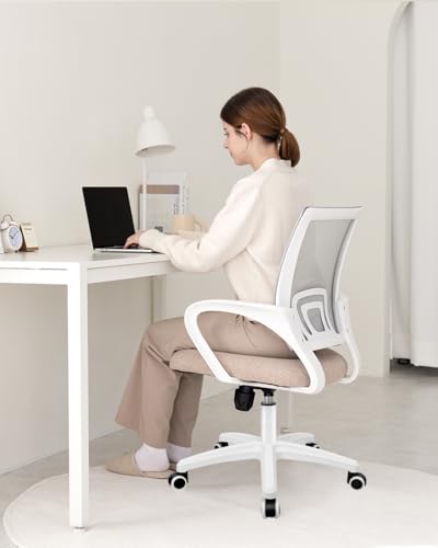NEO CHAIR Office Desk Computer Chair Ergonomic Mesh Gaming Mid Back Seat with Comfy Lumbar Support Adjustable Height Swivel for Home Task (Beige) NEO CHAIR Office Desk Computer Chair Ergonomic Mesh Gaming Mid Back Seat with Comfy Lumbar Support Adjustable Height Swivel for Home Task (Beige)