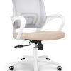 NEO CHAIR Office Desk Computer Chair Ergonomic Mesh Gaming Mid Back Seat with Comfy Lumbar Support Adjustable Height Swivel for Home Task (Beige)