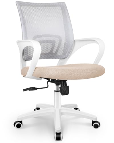 NEO CHAIR Office Desk Computer Chair Ergonomic Mesh Gaming Mid Back Seat with Comfy Lumbar Support Adjustable Height Swivel for Home Task (Beige) NEO CHAIR Office Desk Computer Chair Ergonomic Mesh Gaming Mid Back Seat with Comfy Lumbar Support Adjustable Height Swivel for Home Task (Beige)