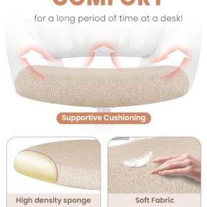 NEO CHAIR Office Desk Computer Chair Ergonomic Mesh Gaming Mid Back Seat with Comfy Lumbar Support Adjustable Height Swivel for Home Task (Beige)