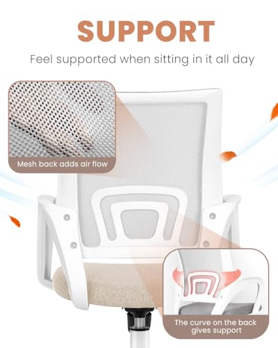 NEO CHAIR Office Desk Computer Chair Ergonomic Mesh Gaming Mid Back Seat with Comfy Lumbar Support Adjustable Height Swivel for Home Task (Beige) NEO CHAIR Office Desk Computer Chair Ergonomic Mesh Gaming Mid Back Seat with Comfy Lumbar Support Adjustable Height Swivel for Home Task (Beige)