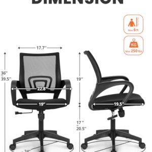 NEO CHAIR Office Desk Computer Chair Ergonomic Mesh Gaming Mid Back Seat with Comfy Lumbar Support Adjustable Height Swivel for Home Task (2 pk - Black)