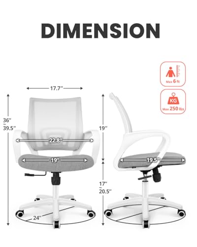 NEO CHAIR Office Desk Computer Chair Ergonomic Mesh Gaming Mid Back Seat with Comfy Lumbar Support Adjustable Height Swivel for Home Task (Grey) NEO CHAIR Office Desk Computer Chair Ergonomic Mesh Gaming Mid Back Seat with Comfy Lumbar Support Adjustable Height Swivel for Home Task (Grey)