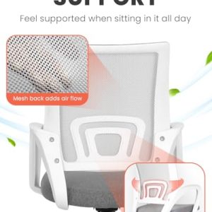 NEO CHAIR Office Desk Computer Chair Ergonomic Mesh Gaming Mid Back Seat with Comfy Lumbar Support Adjustable Height Swivel for Home Task (Grey)
