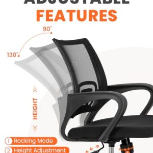 NEO CHAIR Office Desk Computer Chair Ergonomic Mesh Gaming Mid Back Seat with Comfy Lumbar Support Adjustable Height Swivel for Home Task (2 pk - Black)