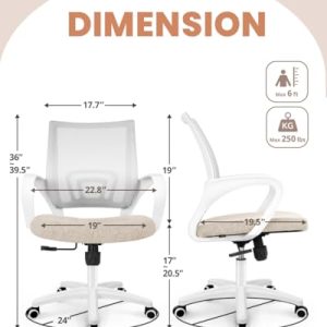 NEO CHAIR Office Desk Computer Chair Ergonomic Mesh Gaming Mid Back Seat with Comfy Lumbar Support Adjustable Height Swivel for Home Task (Beige)