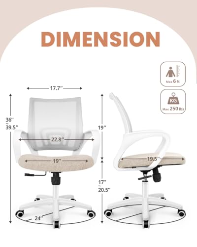 NEO CHAIR Office Desk Computer Chair Ergonomic Mesh Gaming Mid Back Seat with Comfy Lumbar Support Adjustable Height Swivel for Home Task (Beige) NEO CHAIR Office Desk Computer Chair Ergonomic Mesh Gaming Mid Back Seat with Comfy Lumbar Support Adjustable Height Swivel for Home Task (Beige)