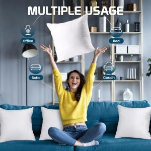 Utopia Bedding Throw Pillows (Set of 4, White), 18 x 18 Inches Pillows for Sofa, Bed and Couch Decorative Stuffer Pillow