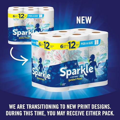 Sparkle Pick-A-Size Paper Towels, Spirited Prints, 6 Double Rolls = 12 Regular Rolls, Everyday Value Paper Towel With Full And Half Sheets Sparkle Pick-A-Size Paper Towels, Spirited Prints, 6 Double Rolls = 12 Regular Rolls, Everyday Value Paper Towel With Full And Half Sheets