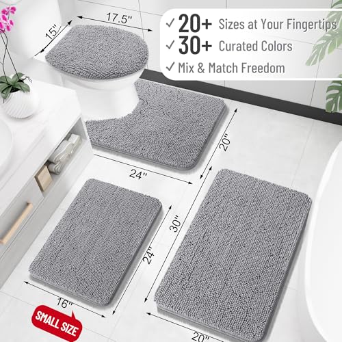 OLANLY Bathroom Rugs 30x20, Extra Soft Absorbent Chenille Bath Rugs, Rubber Backing Quick Dry, Machine Washable Bath Mats for Bathroom Floor, Tub and Shower, Home Decor Accessories, Grey OLANLY Bathroom Rugs 30x20, Extra Soft Absorbent Chenille Bath Rugs, Rubber Backing Quick Dry, Machine Washable Bath Mats for Bathroom Floor, Tub and Shower, Home Decor Accessories, Grey