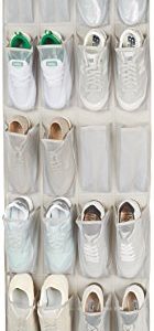 Amazon Basics 24 Medium Pocket Over-the-Door Hanging Shoe Organizer, Light Grey