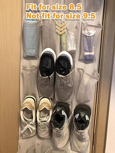 Amazon Basics 24 Medium Pocket Over-the-Door Hanging Shoe Organizer, Light Grey Amazon Basics 24 Medium Pocket Over-the-Door Hanging Shoe Organizer, Light Grey