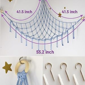 Stuffed Animal Storage Hammock Large Toy Hammock Net for Stuffed Animals Corner - Blue Plush Stitch Stuff Huggy Wuggy Toy Storage Room Decor