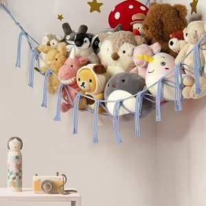 Stuffed Animal Storage Hammock Large Toy Hammock Net for Stuffed Animals Corner - Blue Plush Stitch Stuff Huggy Wuggy Toy Storage Room Decor