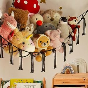 Stuffed Animal Storage Hammock or Net Corner - Large Toy Hammock Net for Stuffed Animals Room Decor - Cute Stuff Animal Organizer Plush Holder - Kids Baby Nursery Essentials Wall Bedroom Home Decor